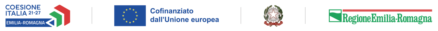 Loghi Coesione Italia 21-27 Emilia-Romagna, Cofinanziato dall'Unione europea, Repubblica italiana, Regione Emilia-Romagna